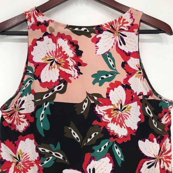 Cabi Black Red Colorful Hibiscus Floral Print Lightweight Sleeveless Tank Blouse - Picture 10 of 16